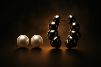 3-Pair Essential Earring Set - Pearl Studs, Diamond Simulant Studs, & Bold Gunmetal Hoops