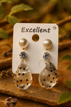 Novelty Acrylic Teardrop Dangler Earrings with Pearl and CZ Accent