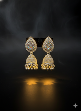 Dazzling AD Stone Teardrop Jhumka Earrings - Silver Plated Ethnic Jewelry