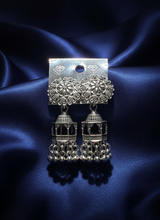 Oxidized Silver Jhumka Earrings - Traditional Indian Bell Style