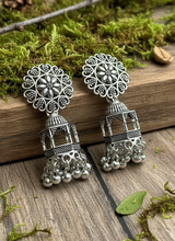 Oxidized Silver Jhumka Earrings - Traditional Indian Bell Style
