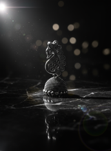 Peacock Design Oxidized Jhumkas